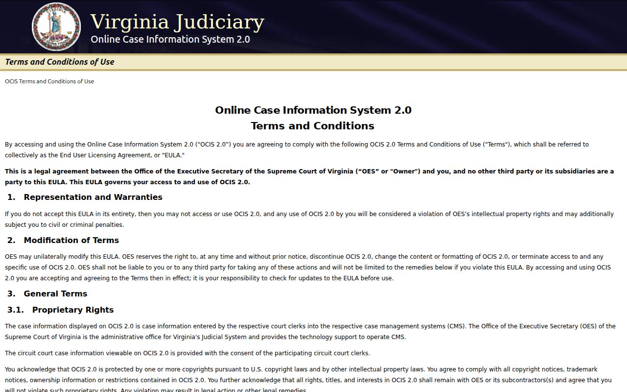 Virginia court case search landing page used for Hampton City warrant research