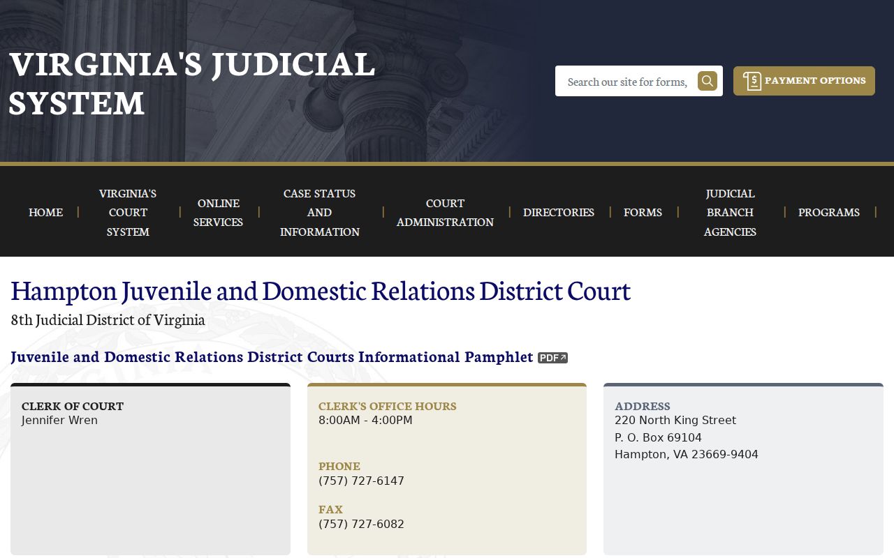 Hampton City J&DR court information related to protected bench warrant records