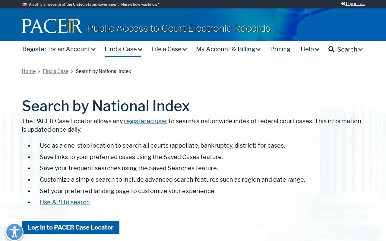 Official federal docket search interface for Hampton City warrant research